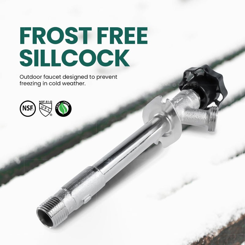 Everflow Midline Valve 8426 Sillcock Pipe Chrome Plated Brass Body Frost 1/2 inch MIP/Sweat Connection and 3/4 inch Hose Bib, 4 - Image 2